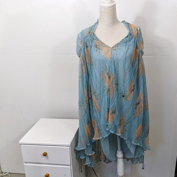 FREE PEOPLE Women's Dahlia Tunic Top Blue Combo NWT Size XL